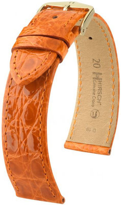 Tmavo oranžový kožený remienok Hirsch Genuine Croco M 01808176-1 (Krokodílí koža) Hirsch Selection