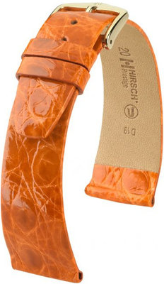 Tmavo oranžový kožený remienok Hirsch Prestige M 02308176-1 (Krokodílí koža) Hirsch Selection