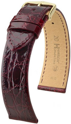 Vínový kožený remienok Hirsch Genuine Croco L 01808060-1 (Krokodílí koža) Hirsch Collection