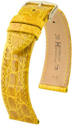 Žltý kožený remienok Hirsch Genuine Croco L 01808072-1 (Krokodílí koža) Hirsch Selection