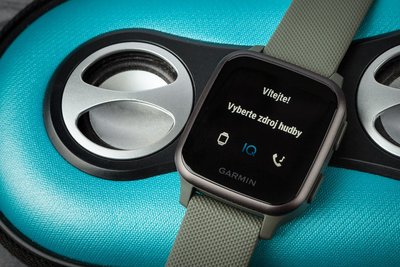Garmin Venu Sq Music, Slate / Green Band