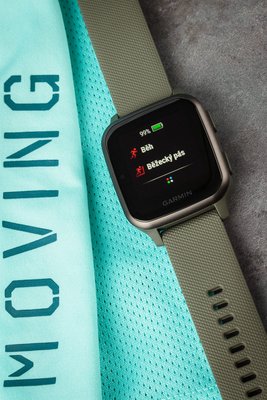 Garmin Venu Sq Music, Slate / Green Band