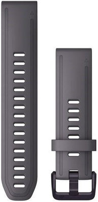 Remienok Garmin QuickFit 20mm, silikónový, šedivý, čierna spona (Fenix 7S/6S/5S)
