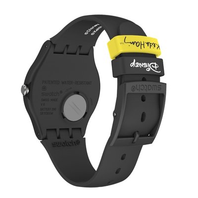 Swatch Mickey Blanc Sur Noir SUOZ337 Mickey Mouse x Keith Haring