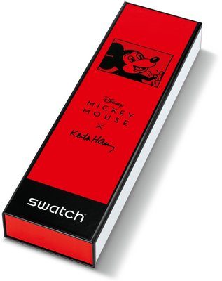 Swatch Mickey Blanc Sur Noir SUOZ337 Mickey Mouse x Keith Haring
