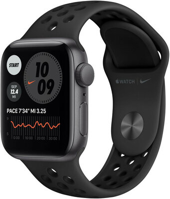 Apple Watch Nike SE GPS, 40mm, puzdro z vesmírno šedého hliníka s antracitovým/čiernym športovým remienkom Nike