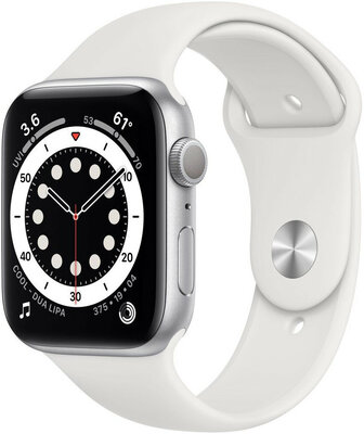 Apple Watch Series 6 GPS, 40mm, puzdro zo strieborného hliníka s bielym športovým remienkom (rozbalené)