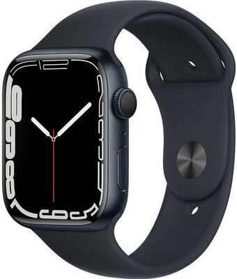 Apple Watch Series 7 GPS, 45mm, puzdro z temne atramentového hliníka s temne atramentovým športovým remienkom