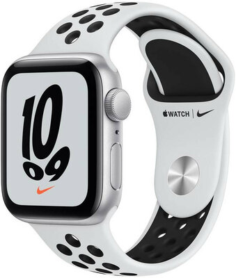 Apple Watch Nike SE GPS, 44mm Silver Aluminium Case / Pure Platinum/Black Nike Sport Band - Regular