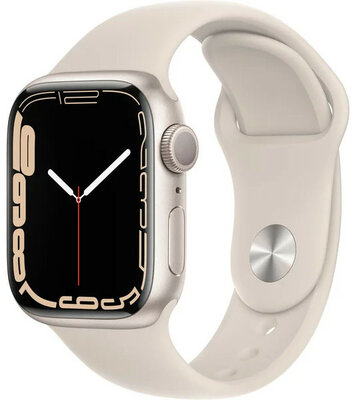 Apple Watch Series 7 GPS, 41mm, puzdro z hviezdne bieleho hliníka s hviezdne bielym športovým remienkom