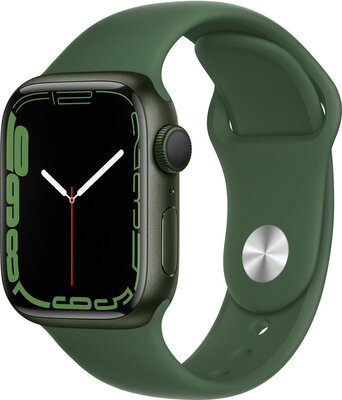 Apple Watch Series 7 GPS, 41mm, puzdro zo zeleného hliníka s listovo zeleným športovým remienkom (II. Akosť)
