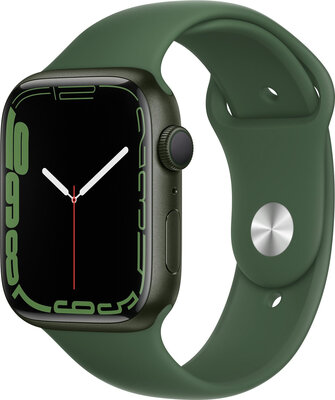 Apple Watch Series 7 GPS, 45mm, puzdro zo zeleného hliníka s listovo zeleným športovým remienkom