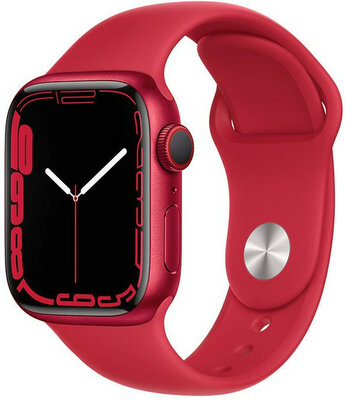Apple Watch Series 7 GPS + Cellular, 41mm puzdro z červeného hliníka s červeným športovým remienkom