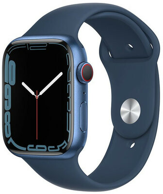 Apple Watch Series 7 GPS + Cellular, 45mm puzdro z modrého hliníka s hlbokomorsky modrým športovým remienkom