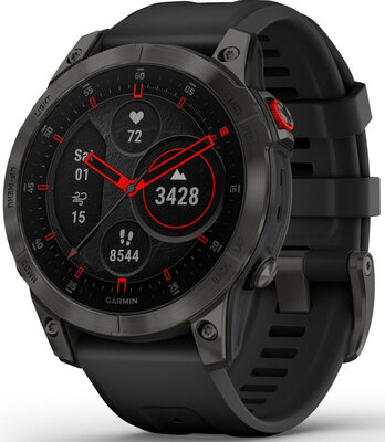 Garmin Epix 2 Sapphire, Titan Black / Black Silicone Band