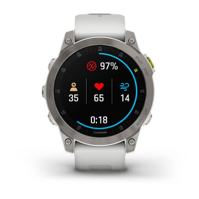Garmin Epix 2 Sapphire, Titan / White Silicone Band
