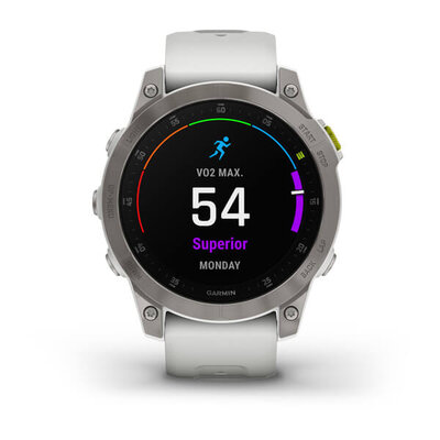 Garmin Epix 2 Sapphire, Titan / White Silicone Band