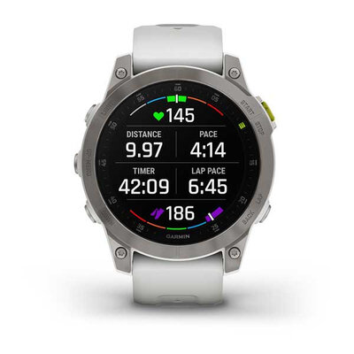 Garmin Epix 2 Sapphire, Titan / White Silicone Band