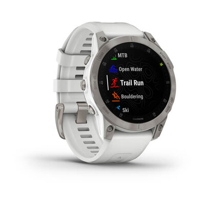 Garmin Epix 2 Sapphire, Titan / White Silicone Band