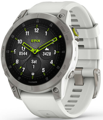 Garmin Epix 2 PRO Sapphire, Titan / White Silicone Band (II. Akosť)