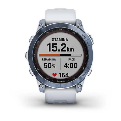 Garmin Fenix 7 Sapphire Solar Blue DLC Titanium / White Band