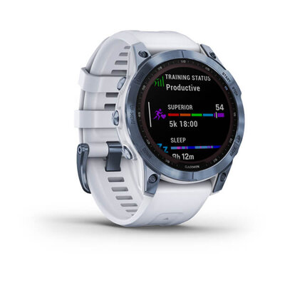 Garmin Fenix 7 Sapphire Solar Blue DLC Titanium / White Band