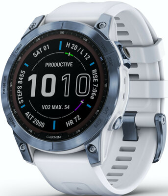 Garmin Fenix 7 Sapphire Solar Blue DLC Titanium / White Band (II. Akosť)