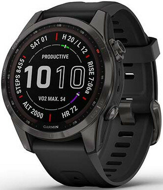 Garmin Fenix 7S Sapphire Solar Grey DLC Titanium / Black Band