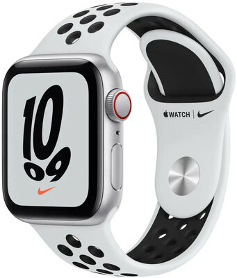 Apple Watch Nike SE GPS + Cellular, 40mm Silver Aluminium Case / Pure Platinum/Black Nike Sport Band - Regular