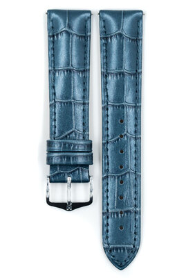 Modrý kožený remienok Hirsch Duke Metallic M 01027180-2 (Teľacina)