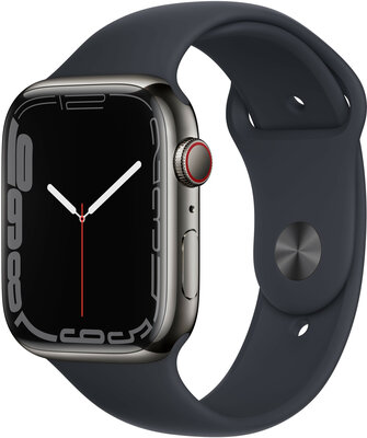 Apple Watch Series 7 GPS + Cellular, 45mm grafitová oceľ s temne atramentovým športovým remienkom