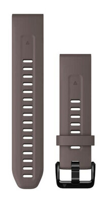 Remienok Garmin QuickFit 20mm, silikónový, šedý, čierna spona (Fenix 7S/6S/5S)