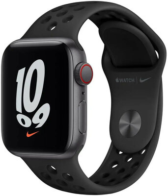 Apple Watch Nike SE GPS + Cellular, 40mm puzdro z vesmírne šedého hliníka s antracitovo/čiernym športovým remienkom Nike