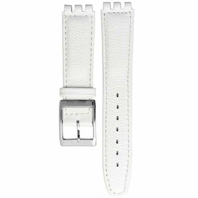 Unisex biely kožený remienok pro hodinky Swatch 17mm