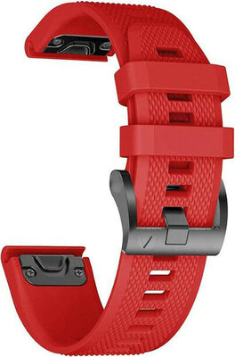 Remienok QuickFit 26mm, silikónový, červený, čierna spona (Garmin Fenix 7X/6X/5X, Tactix aj.)
