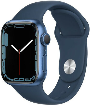 Apple Watch Series 7 GPS, 41mm Modré Hliníkové puzdro s Abyss Modrým Športovým Remienkom