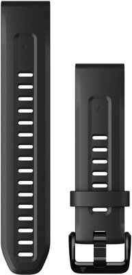 Remienok Garmin QuickFit 20mm, silikónový, čierny, čierna spona (Fenix 7S/6S/5S)