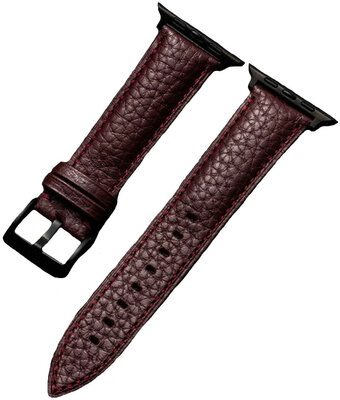 Remienok pro Apple Watch, kožený, tmavo hnedý, čierna spona (pouzdra 42/44/45mm)