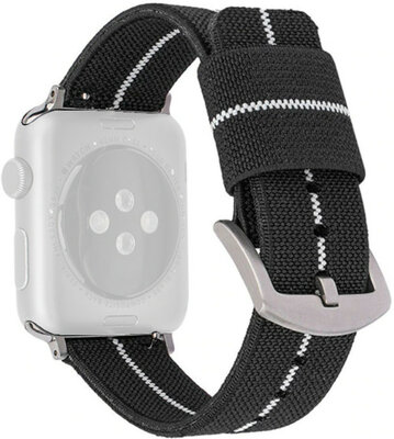 Remienok pro Apple Watch, nylónový, čierno-biely, strieborná spona (pouzdra 38/40/41mm)