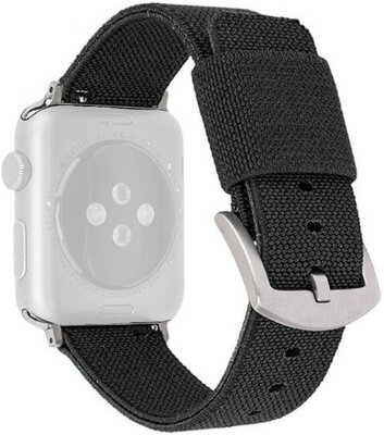 Remienok pro Apple Watch, nylónový, čierny, strieborná spona (pouzdra 38/40/41mm)