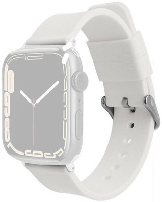 Remienok pro Apple Watch, silikónový, biely, strieborná spona (pouzdra 38/40/41mm)