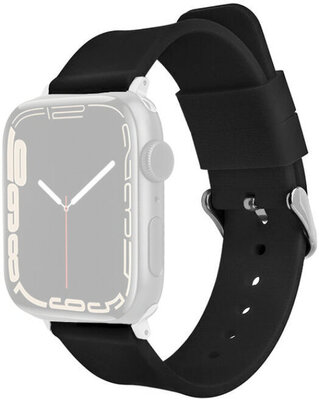 Remienok pro Apple Watch, silikónový, čierny, strieborná spona (pouzdra 42/44/45mm)
