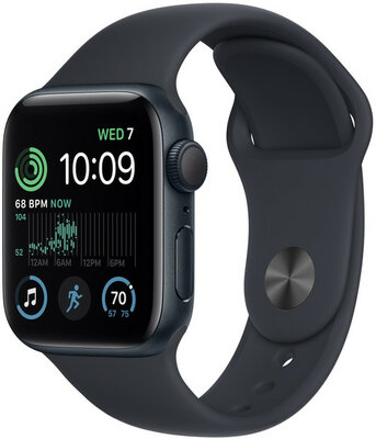 Apple Watch SE (2022) GPS, 44mm Puzdro z temne atramentového hliníka, športový remienok