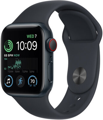 Apple Watch SE (2022) GPS + Cellular, 40mm Puzdro z temne atramentového hliníka, športový remienok