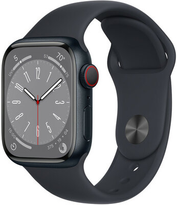 Apple Watch Series 8, GPS + Cellular, 45mm Puzdro z temne atramentového hliníka, športový remienok