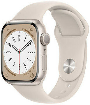 Apple Watch Series 8, GPS, 41mm Puzdro z hviezdne bieleho hliníka, športový remienok (rozbalené)