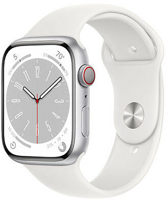 Apple Watch Series 8, GPS + Cellular, 45mm Puzdro zo strieborného hliníka, športový remienok