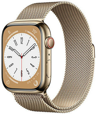 Apple Watch Series 8, GPS + Cellular, 45mm Puzdro zo zlatej nerezovej ocele, milánsky ťah