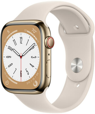 Apple Watch Series 8, GPS + Cellular, 45mm Puzdro zo zlatej nerezovej ocele, športový remienok