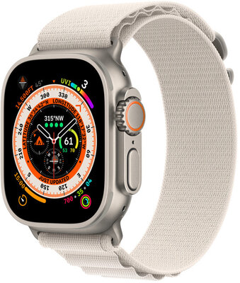 Apple Watch Ultra GPS + Cellular, 49mm Titanium Case / Starlight Alpine Loop - Small
